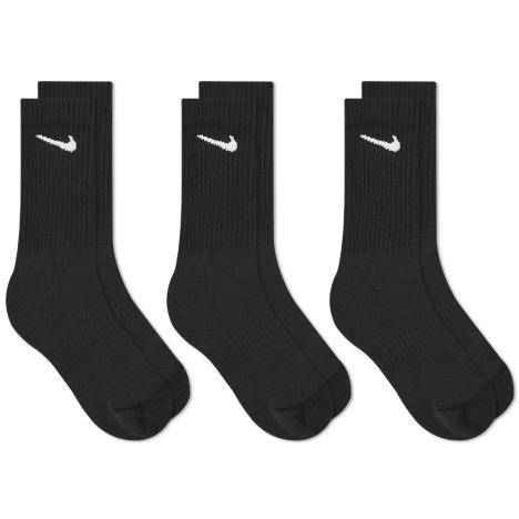 nike golf everyday cushion crew socks - 3 pair sx7664 black
